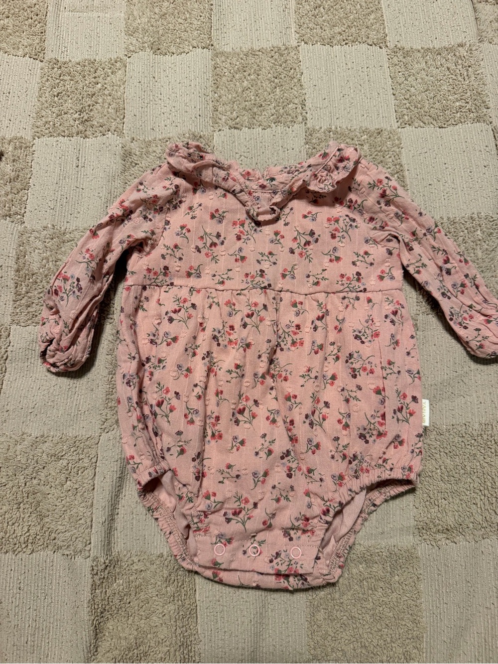 Tahari Pink Floral Long-Sleeve Baby One-Piece